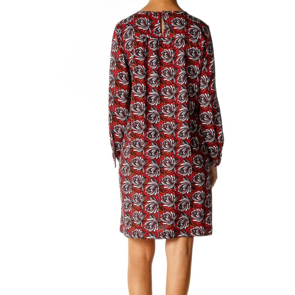 Loft Red Printed Retro A-Line Dress - Picture 3 of 3